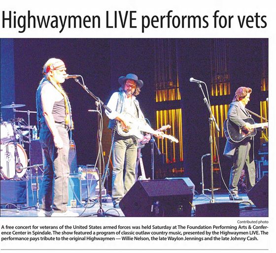 Newspaper: Highwaymen LIVE performs for vets