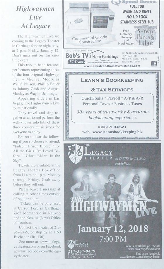 Newspaper: Highwaymen Live at the Legacy Theater